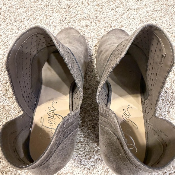 Fergie Women's Taupe Peep-Toe Ankle Boots - Picture 4 of 8